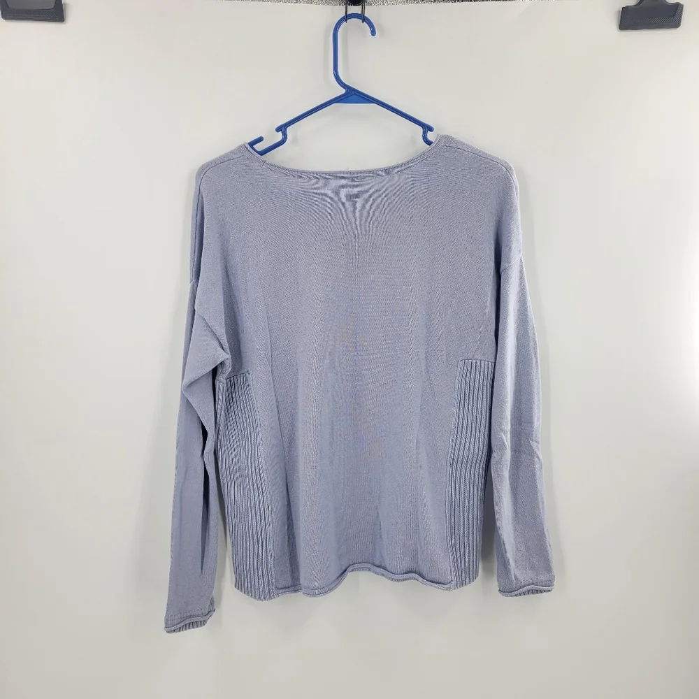 J Jill Sweater Womens Knit Wide Neck Light Blue 100% Cotton Top Classic Sz Small